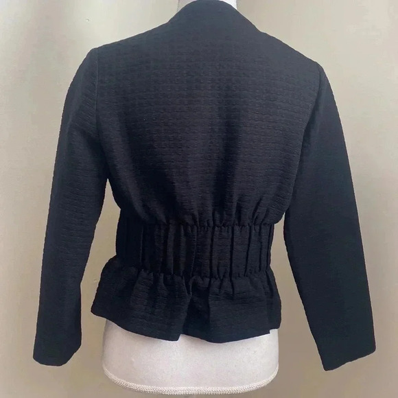 MAJE Vio Black Textured Zip Front Elastic Waist Bomber Jacket size S USA/36 EU - Picture 11 of 11